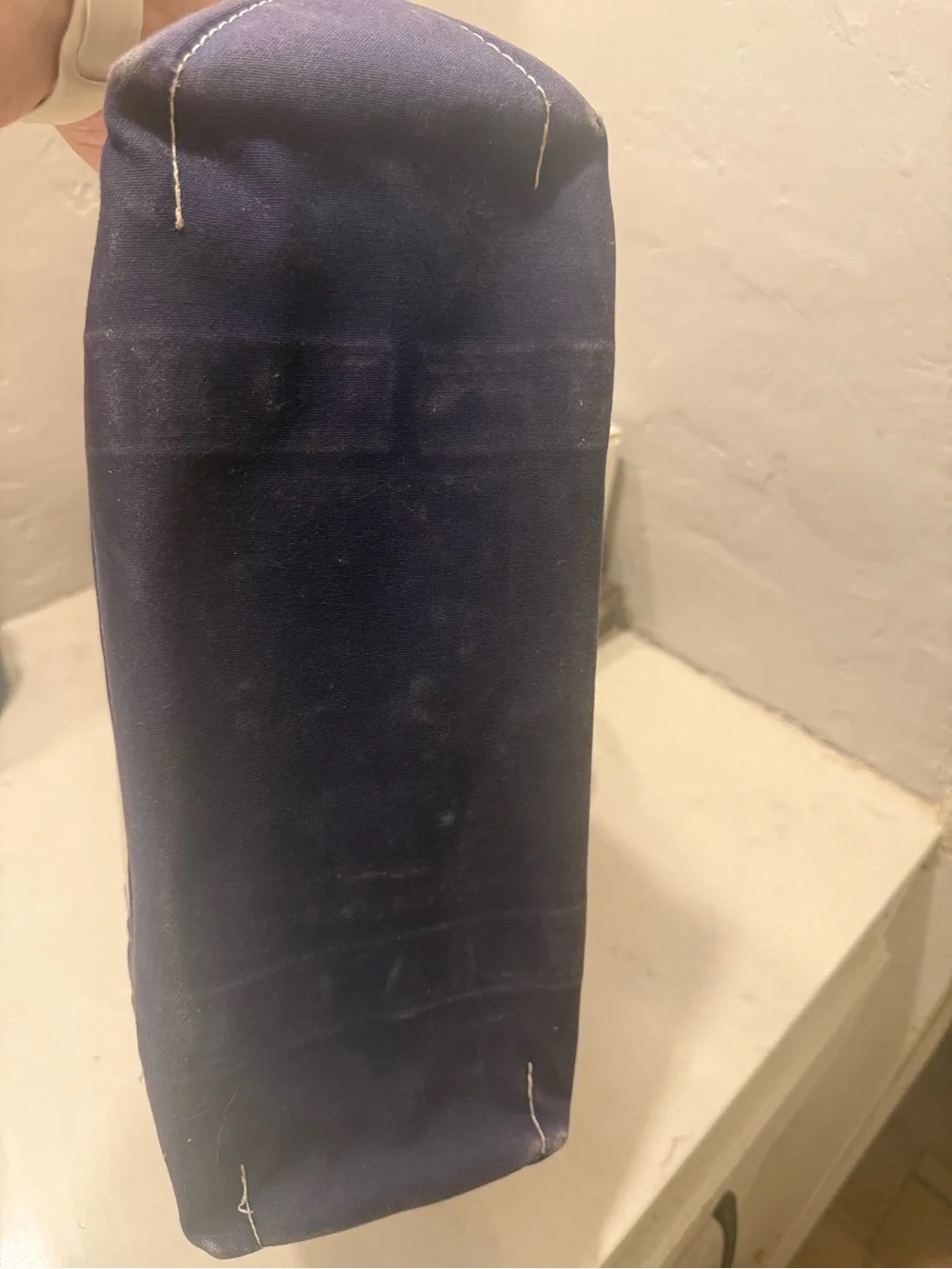 LL Bean Boat & Tote Canvas Bag Ivory Blue Size Medium Made in USA Taylor